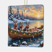 Schnauzer Weihnachtsboot Urlaub Keramikornament (Links)