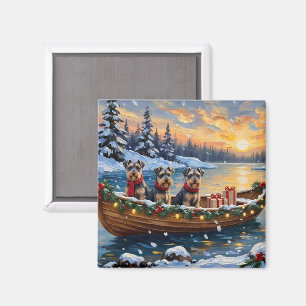 Schnauzer Weihnachtsboot Urlaub Magnet