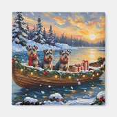 Schnauzer Weihnachtsboot Urlaub Magnet (Vorne)