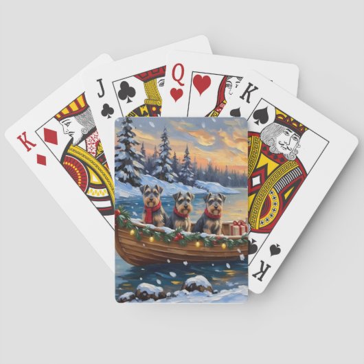 Schnauzer Weihnachtsboot Urlaub Spielkarten (Rückseite)