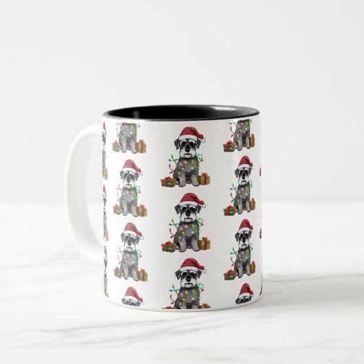 Schnauzer Weihnachtscoffee Cup-Tasse Zweifarbige Tasse (Vorderseite Links)