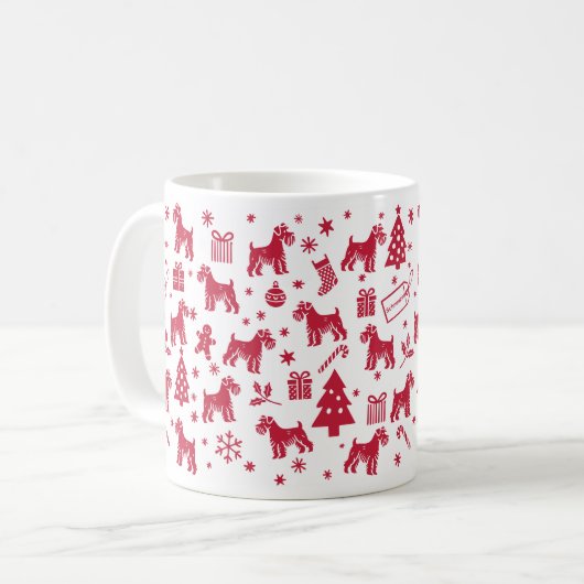 Schnauzer Weihnachtsdesign Kaffeetasse (Vorderseite Links)