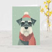 Schnauzer-Weihnachtsgruß Karte (Gelbe Blume)