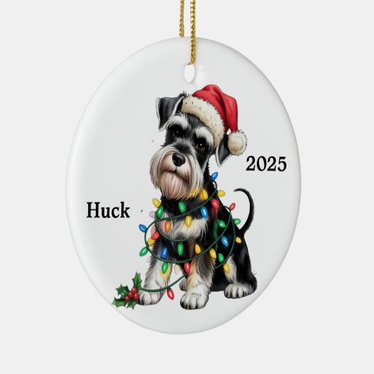 Schnauzer Weihnachtshund Keramik Ornament (Rechts)