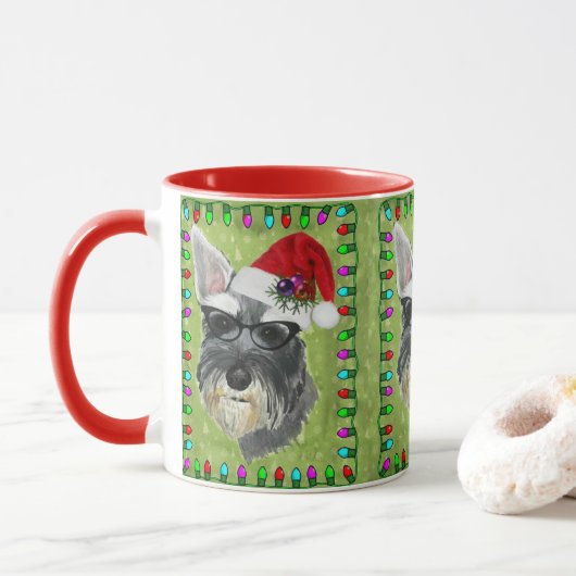 Schnauzer-Weihnachtskaffee-Tasse Tasse (Mit Donut)