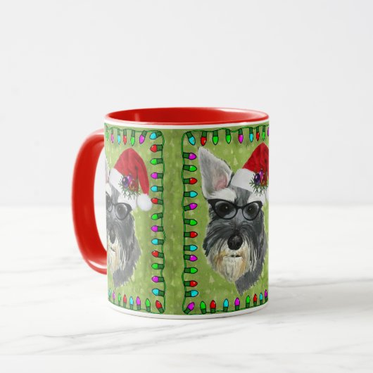 Schnauzer-Weihnachtskaffee-Tasse Tasse (Vorderseite Links)