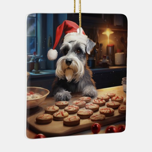 Schnauzer Weihnachtskost Feiertag Keramikornament (Rechts)