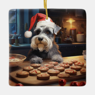 Schnauzer Weihnachtskost Feiertag Keramikornament