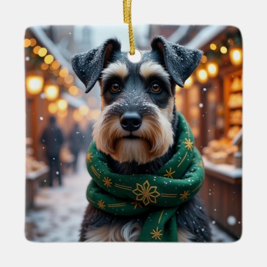 Schnauzer Weihnachtskunst Keramikornament (Vorderseite)