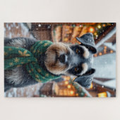 Schnauzer Weihnachtskunst Puzzle (Horizontal)