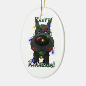 Schnauzer - Weihnachtslichter Keramik Ornament (Links)