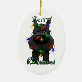 Schnauzer - Weihnachtslichter Keramik Ornament