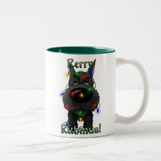 Schnauzer-Weihnachtslichter Zweifarbige Tasse