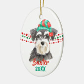 Schnauzer Weihnachtsmannmütze Holiday String Beads Keramik Ornament (Links)