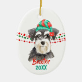 Schnauzer Weihnachtsmannmütze Holiday String Beads Keramik Ornament (Vorne)