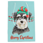 Schnauzer Weihnachtsmannmütze Holiday String Beads Mittlere Geschenktüte (Vorderseite)