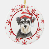 Schnauzer Weihnachtsmannmütze Red Snowflake Templa Keramik Ornament (Vorne)