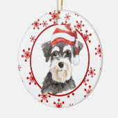 Schnauzer Weihnachtsmannmütze Red Snowflake Templa Keramik Ornament (Links)