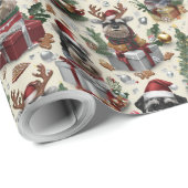 Schnauzer Weihnachtsmuster mit Santa-Hut Geschenkpapier (Rolleneckpunkt)