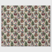 Schnauzer Weihnachtsmuster mit Santa-Hut Geschenkpapier (Flach)