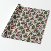 Schnauzer Weihnachtsmuster mit Santa-Hut Geschenkpapier (Ungerollt)