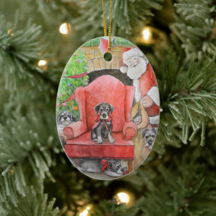 Schnauzer Weihnachtsweih Hund Art Weihnachtsschmuc Keramik Ornament