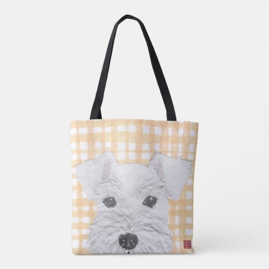 Schnauzer, Weiß, modern Tasche (Rückseite)