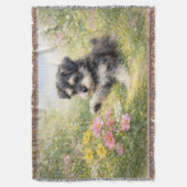 Schnauzer-Welpe Frühlingsblumen Decke (Vorderseite Vertikal)