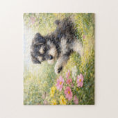 Schnauzer-Welpe Frühlingsblumen Puzzle (Vertikal)