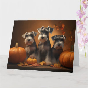 Schnauzer Welpe Herbstfreude Kürbis  Karte