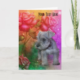 Schnauzer Welpe Rose Hunde Foto-Karte Karte