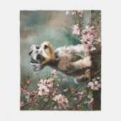 Schnauzer-Welpe unter Frühlings-Kirschblüten Fleecedecke (Vorderseite)