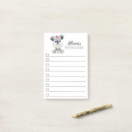 Schnauzer Welpen Hund Personalisiert zu führen Post-it Klebezettel (Auf Schreibtisch)