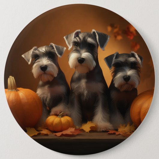 Schnauzer Welppy Autumn Delight Pumpkin Button (Vorderseite)