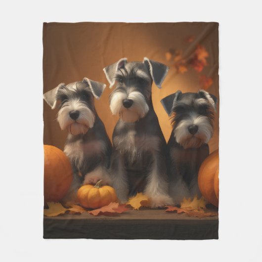 Schnauzer Welppy Autumn Delight Pumpkin Fleecedecke (Vorderseite)