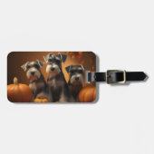 Schnauzer Welppy Autumn Delight Pumpkin Gepäckanhänger (Vorderseite horizontal)