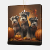 Schnauzer Welppy Autumn Delight Pumpkin Keramikornament (Links)
