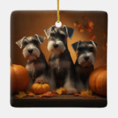 Schnauzer Welppy Autumn Delight Pumpkin Keramikornament (Rückseite)