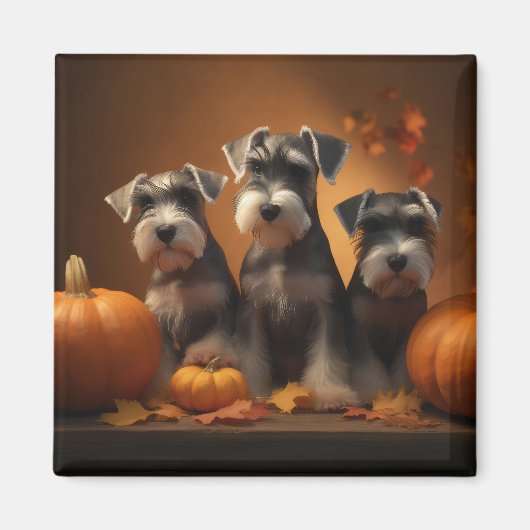 Schnauzer Welppy Autumn Delight Pumpkin Magnet (Vorne)