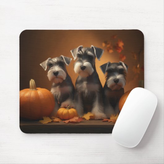 Schnauzer Welppy Autumn Delight Pumpkin Mousepad (Mit Mouse)