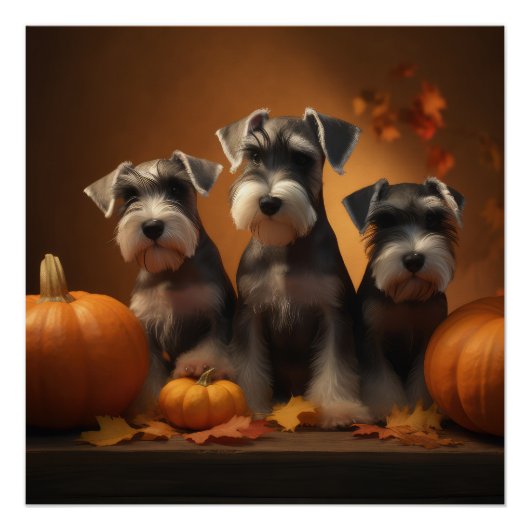 Schnauzer Welppy Autumn Delight Pumpkin Poster (Vorderseite)