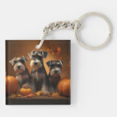 Schnauzer Welppy Autumn Delight Pumpkin Schlüsselanhänger (Rückseite)