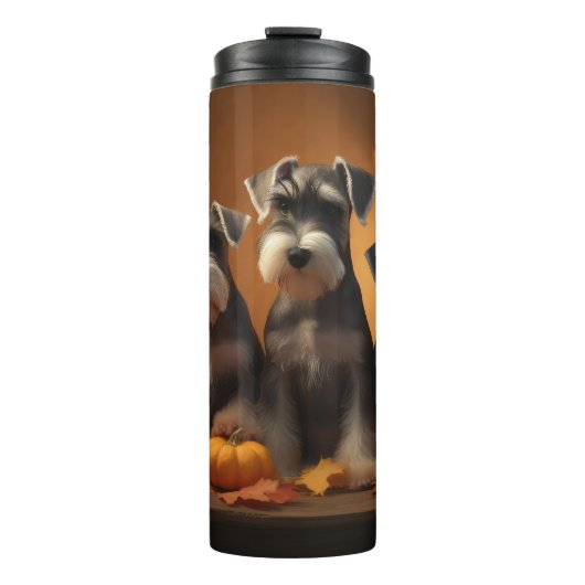 Schnauzer Welppy Autumn Delight Pumpkin Thermosbecher (Vorderseite)