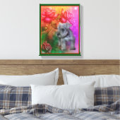 Schnauzer Welppy Fantasy Rose Hunde Kunst Leinwanddruck (Insitu (Schlafzimmer))