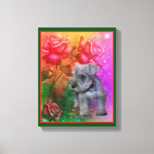 Schnauzer Welppy Fantasy Rose Hunde Kunst Leinwanddruck (Vorderseite)