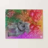 Schnauzer Welppy Fantasy Rose Hunde Kunst Puzzle (Horizontal)