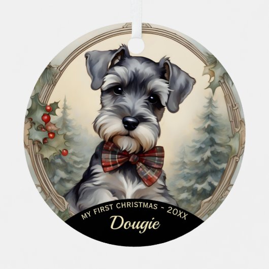 Schnauzer Welppy's First Christmas Ornament (Vorderseite)