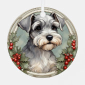 Schnauzer Welppy's First Christmas Ornament Aus Metall (Rückseite)