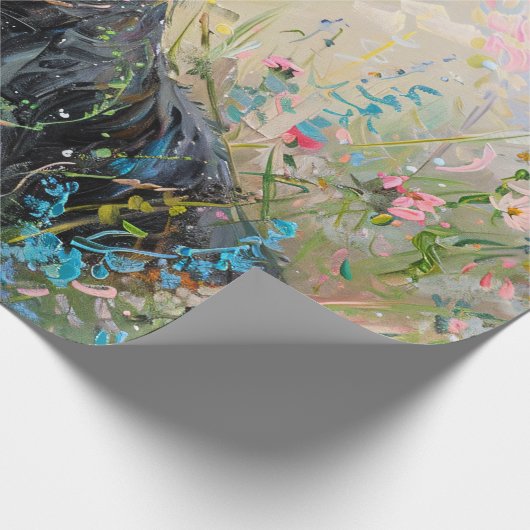 Schnauzer-Wildblumen Decoupage Geschenkpapier (Ecke)