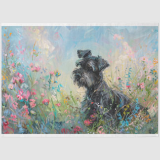 Schnauzer-Wildblumen Decoupage Seidenpapier
